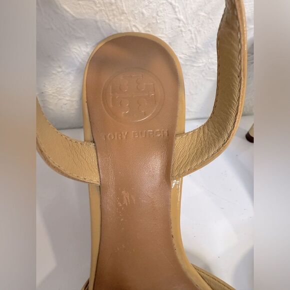 Tory Burch Tania Patent Leather Ankle Strap Sandals Tan 6.5 - Picture 5 of 7